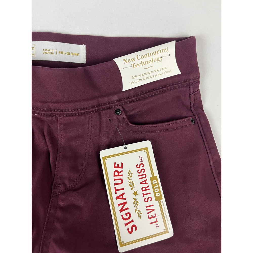 Signature by Levi Strauss Gold Women's Burgundy Pull On‎ Skinny Pants W26 L32